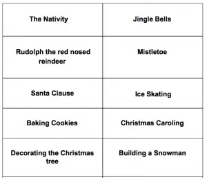 ESL Christmas Charades game for teens and adults